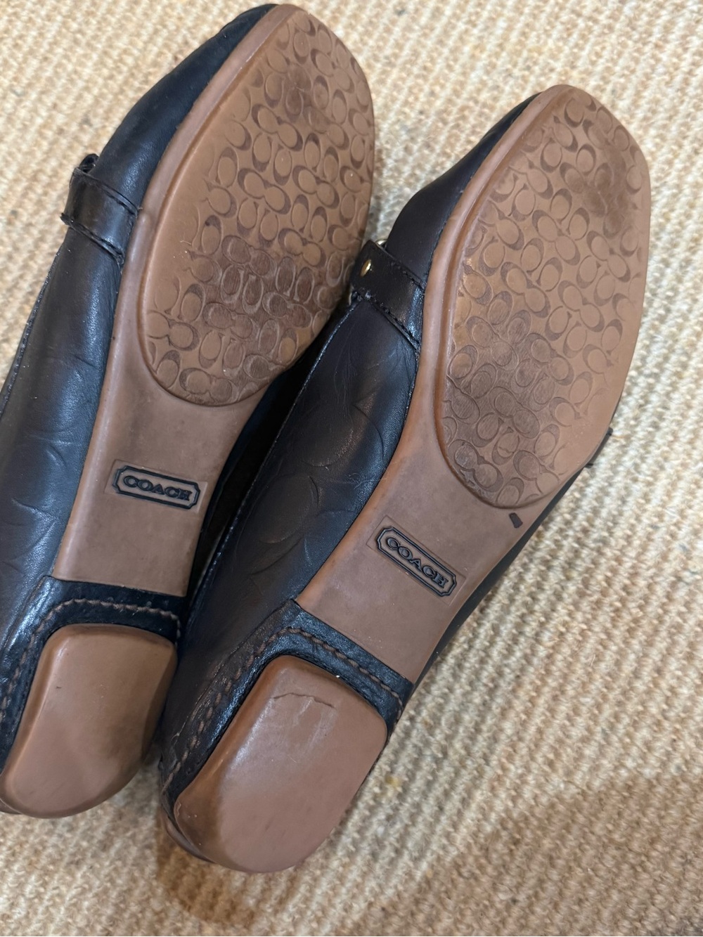 Coach Black Leather Logo Bit Slip-On Loafers - Picture 3 of 5